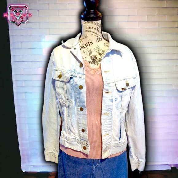 Vintage Totally 80s Lee Patd 153438 Acid Washed Denim Jean Jacket, medium - Picture 7 of 10